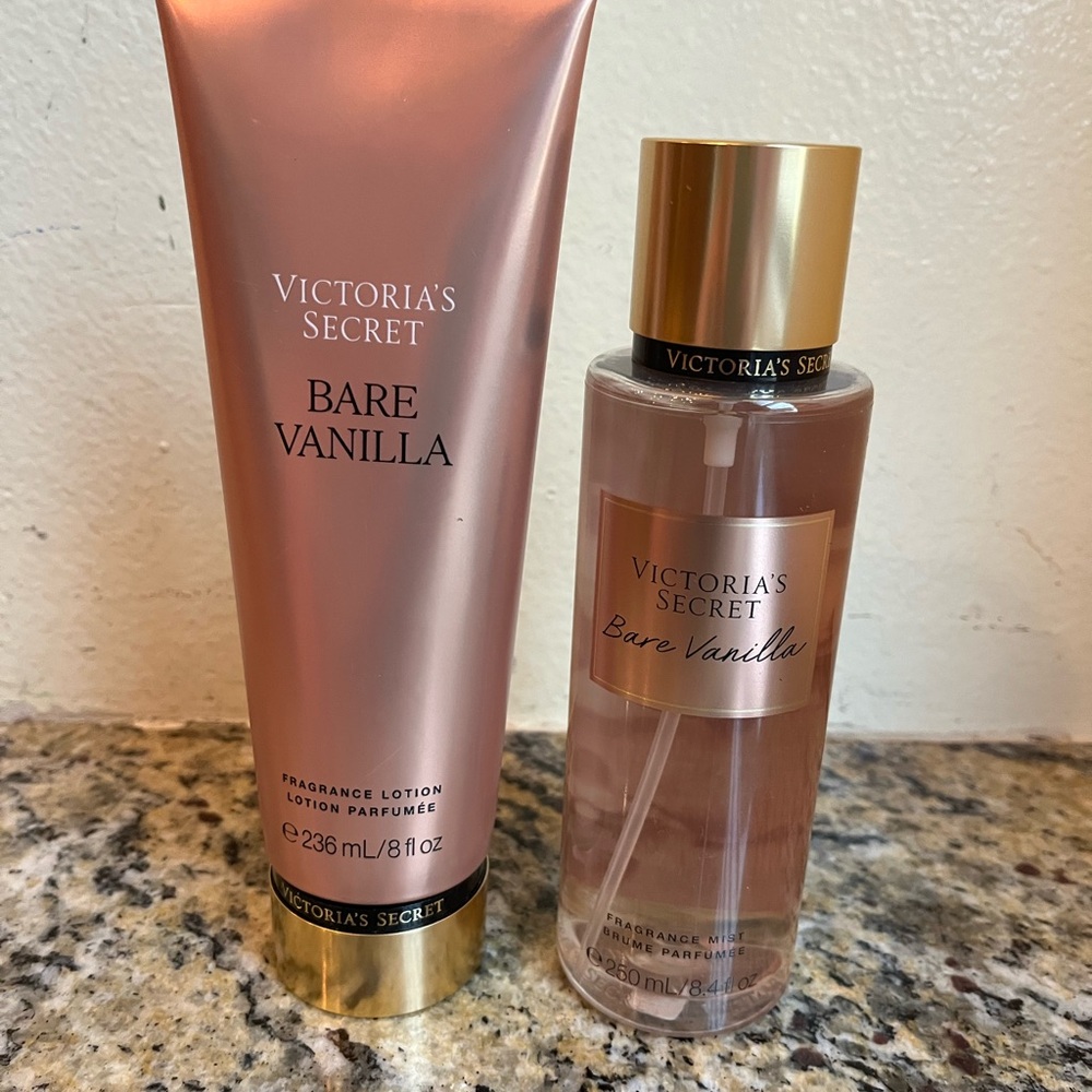 Victoria's Secret Bare Vanilla Lotion and Mist Set - full size- NEW